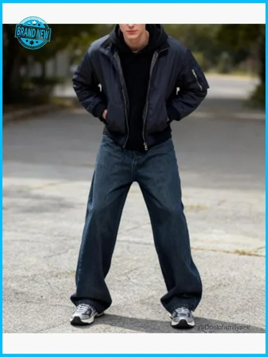 Unisex Y2K Graphic Print Baggy Jeans High Waist Wide Leg Streetwear Denim - Picture 5 of 7